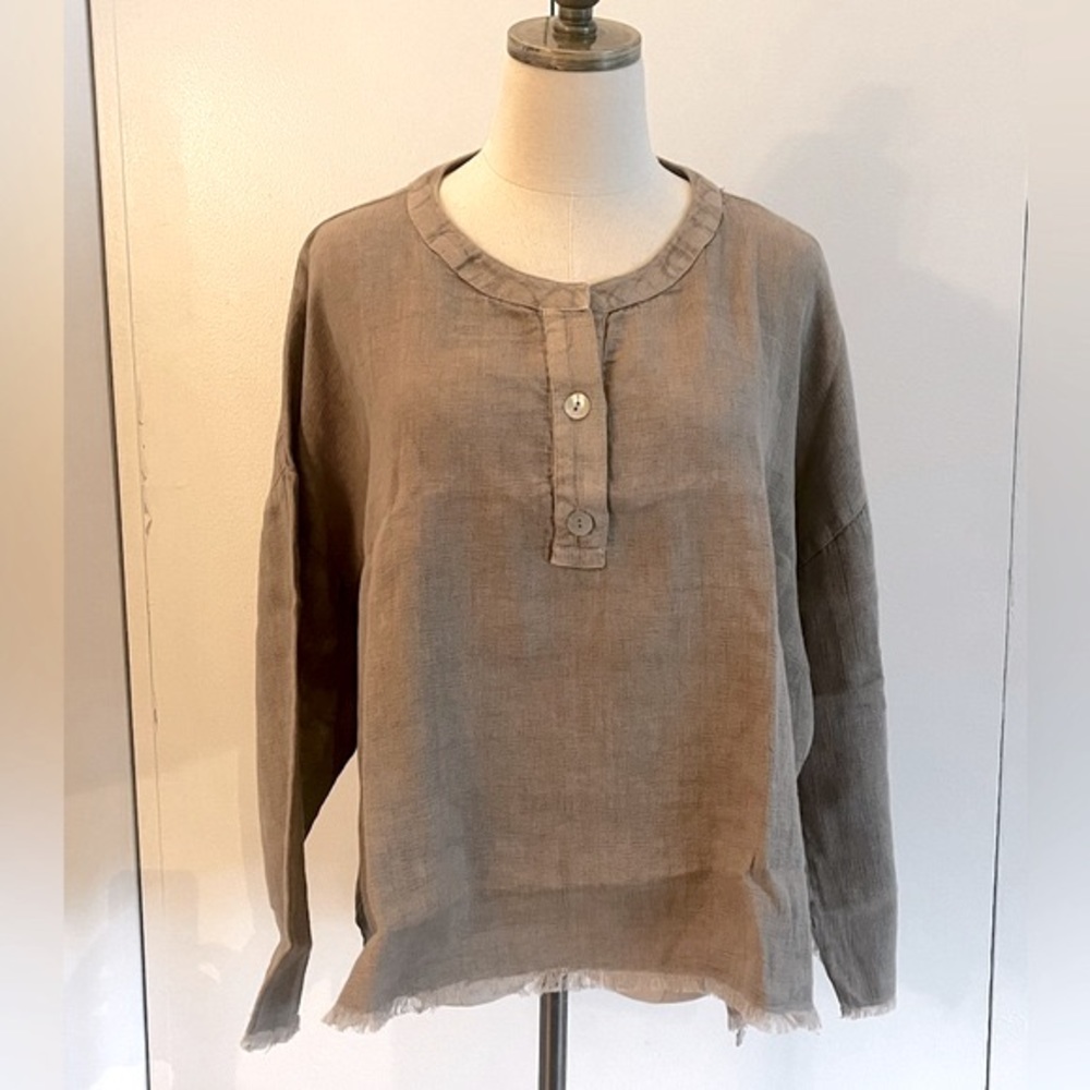 Zara Tan Khaki Popover Top XL
